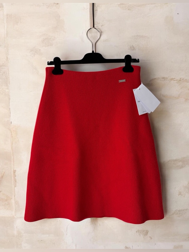 Salvatore Ferragamo Wool/Cashmere Red A-Line Skirt Size M/L